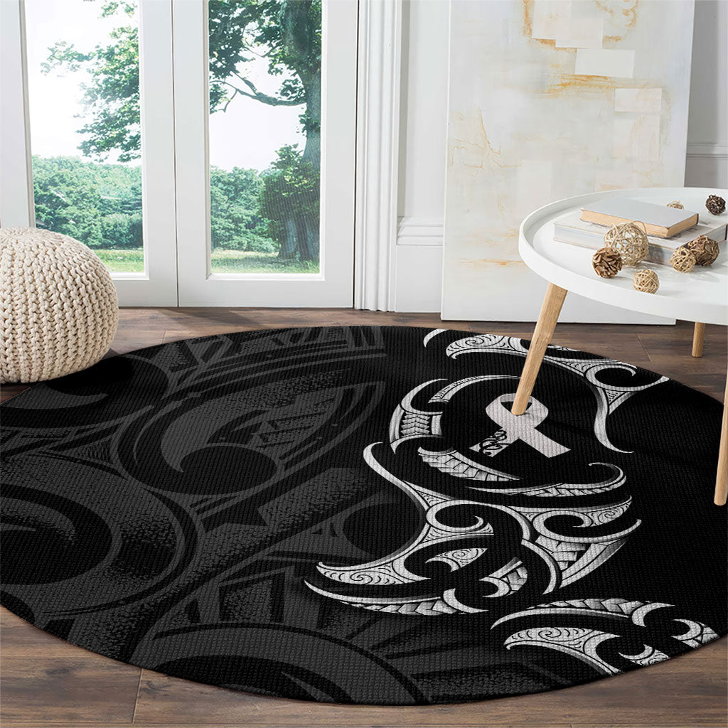White Ribbon Day New Zealand Round Carpet Aotearoa Maori Pattern