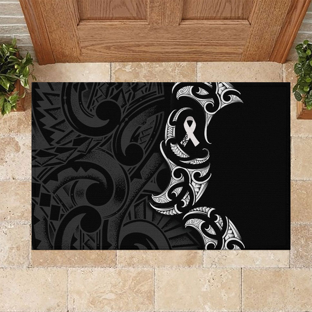 White Ribbon Day New Zealand Rubber Doormat Aotearoa Maori Pattern