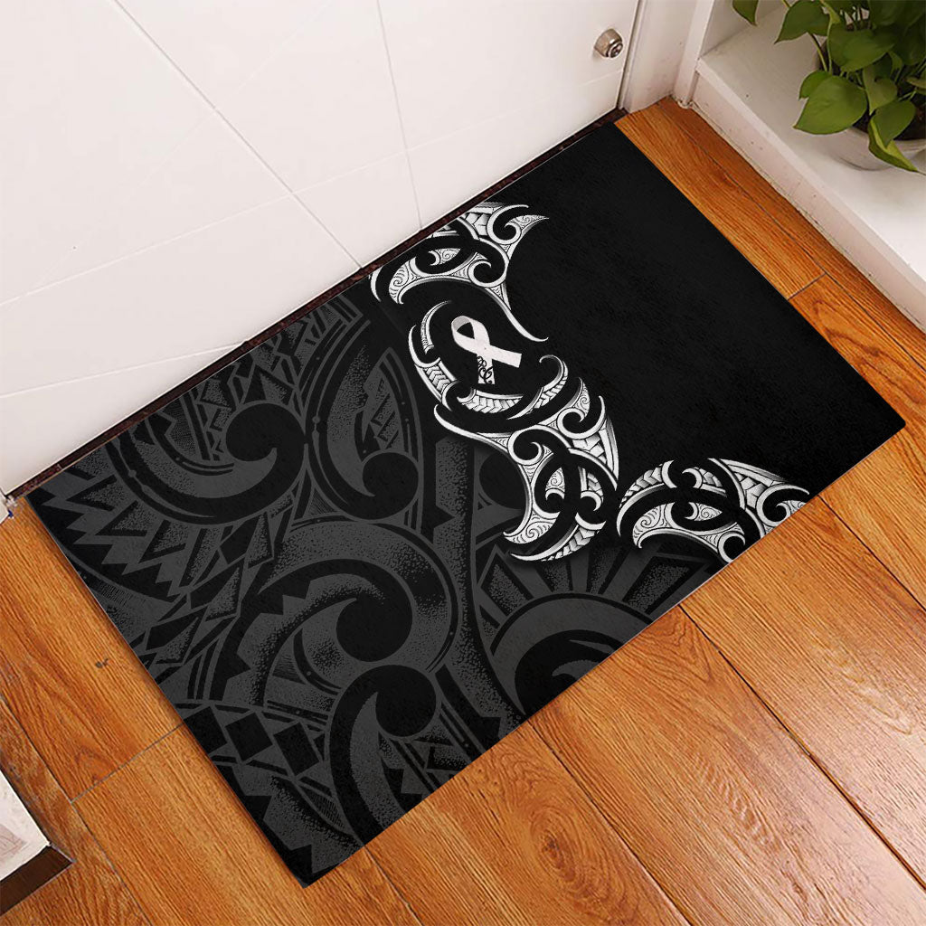 White Ribbon Day New Zealand Rubber Doormat Aotearoa Maori Pattern