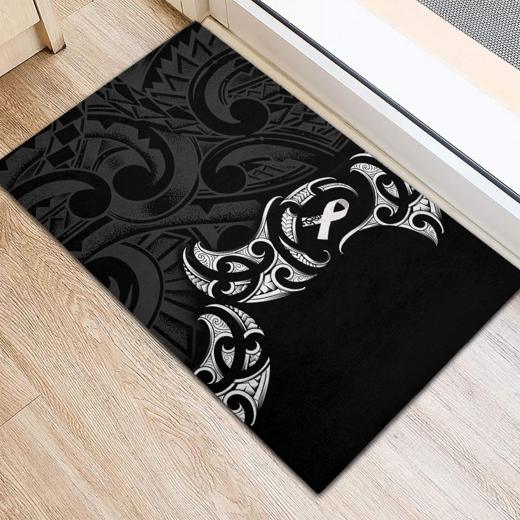 White Ribbon Day New Zealand Rubber Doormat Aotearoa Maori Pattern