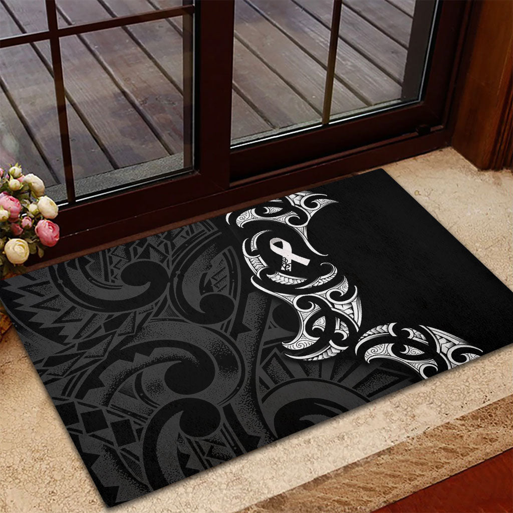 White Ribbon Day New Zealand Rubber Doormat Aotearoa Maori Pattern