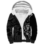 White Ribbon Day New Zealand Sherpa Hoodie Aotearoa Maori Pattern