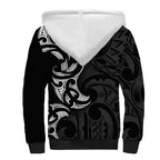 White Ribbon Day New Zealand Sherpa Hoodie Aotearoa Maori Pattern