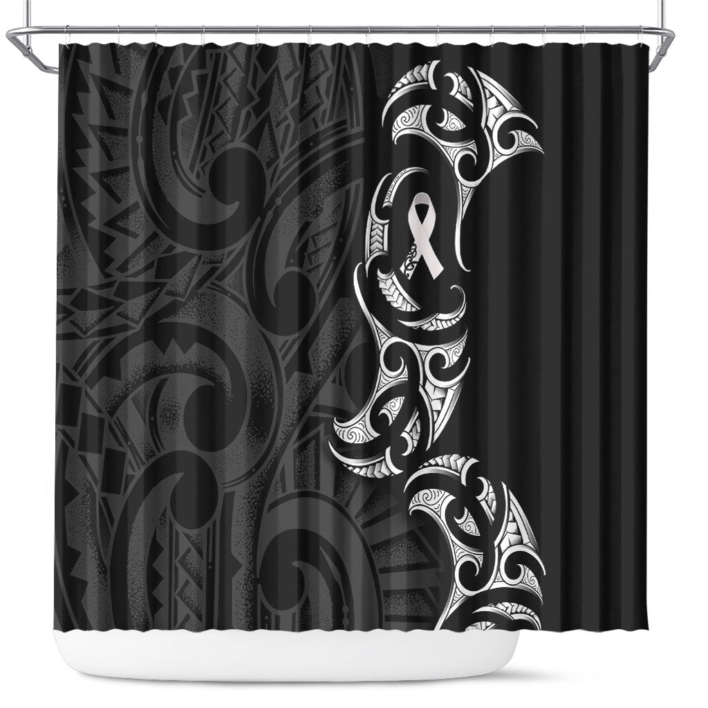 White Ribbon Day New Zealand Shower Curtain Aotearoa Maori Pattern