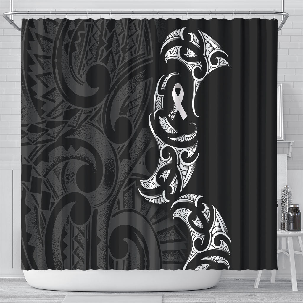 White Ribbon Day New Zealand Shower Curtain Aotearoa Maori Pattern
