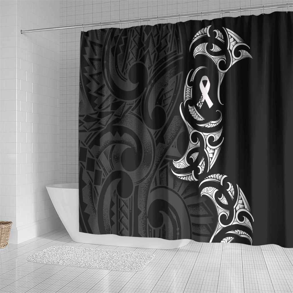 White Ribbon Day New Zealand Shower Curtain Aotearoa Maori Pattern