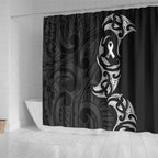 White Ribbon Day New Zealand Shower Curtain Aotearoa Maori Pattern