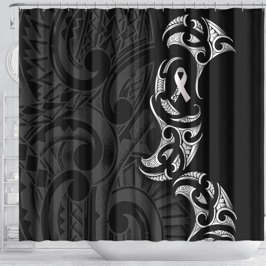 White Ribbon Day New Zealand Shower Curtain Aotearoa Maori Pattern