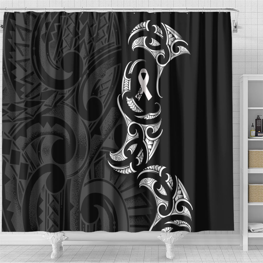 White Ribbon Day New Zealand Shower Curtain Aotearoa Maori Pattern