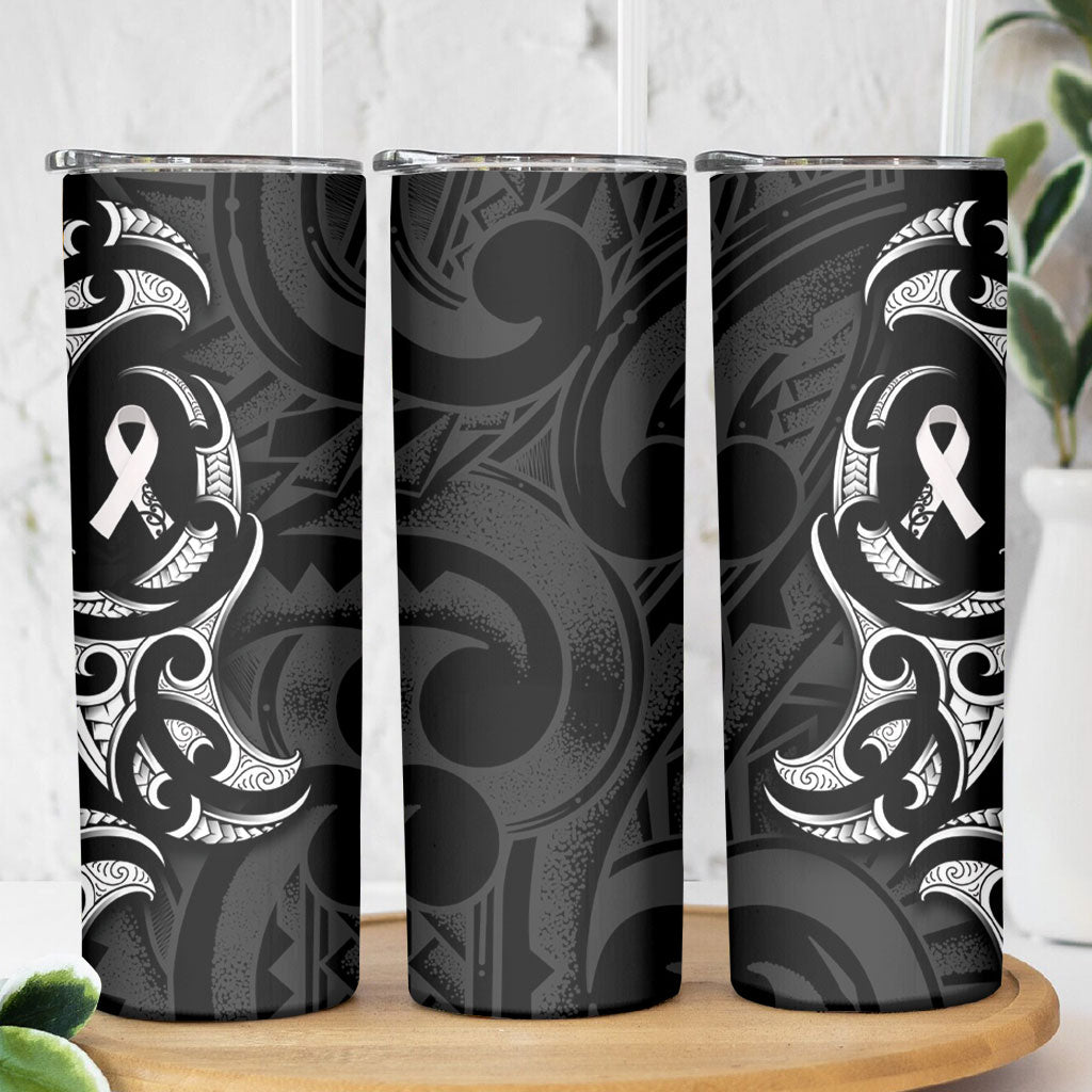 White Ribbon Day New Zealand Skinny Tumbler Aotearoa Maori Pattern