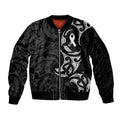 White Ribbon Day New Zealand Sleeve Zip Bomber Jacket Aotearoa Maori Pattern