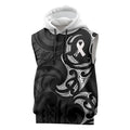 White Ribbon Day New Zealand Sleeveless Hoodie Aotearoa Maori Pattern