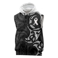 White Ribbon Day New Zealand Sleeveless Zip Hoodie Aotearoa Maori Pattern