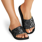 White Ribbon Day New Zealand Slide Sandals Aotearoa Maori Pattern