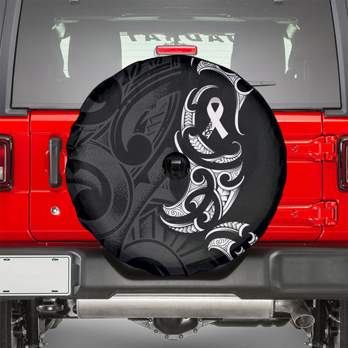 White Ribbon Day New Zealand Spare Tire Cover Aotearoa Maori Pattern