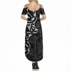 White Ribbon Day New Zealand Summer Maxi Dress Aotearoa Maori Pattern