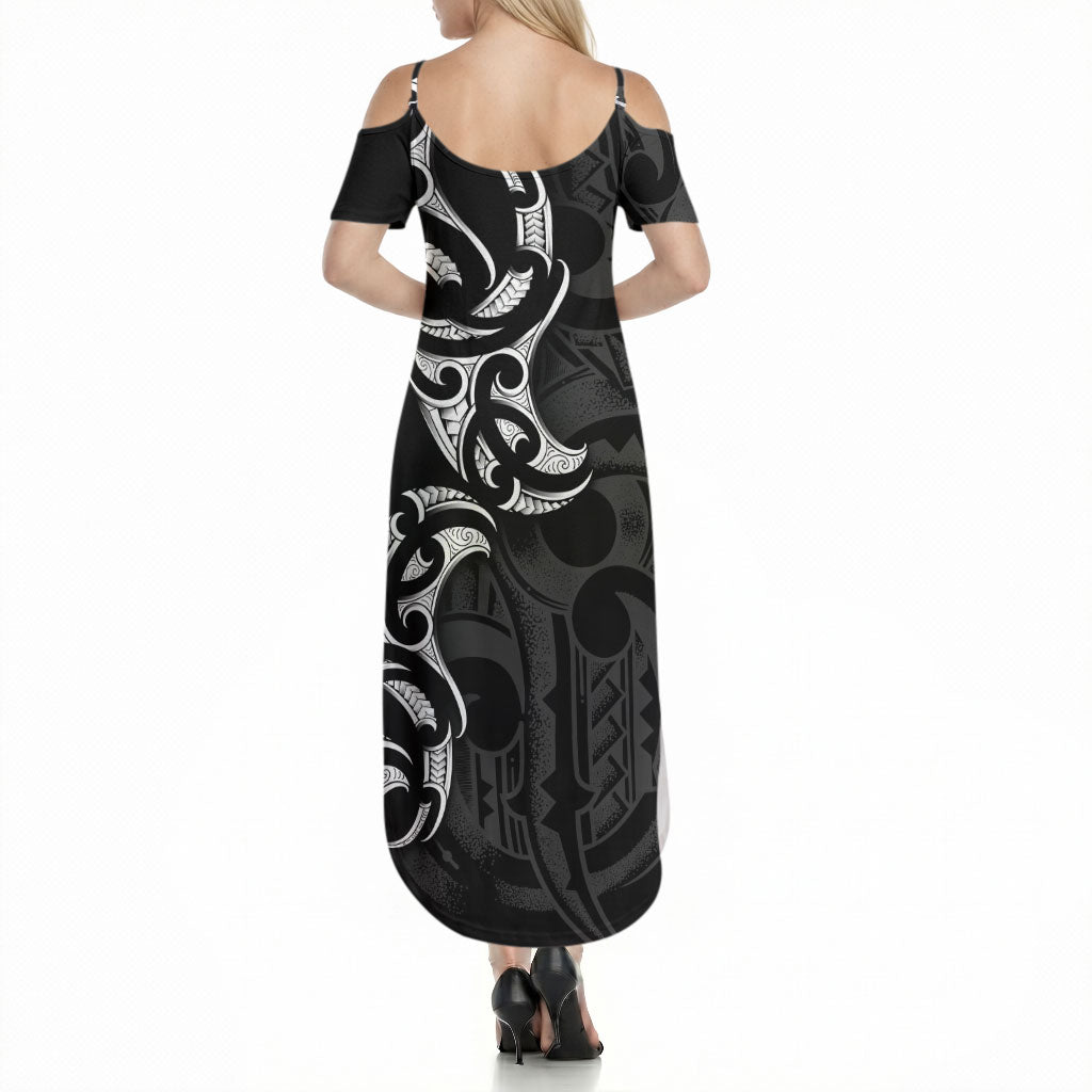 White Ribbon Day New Zealand Summer Maxi Dress Aotearoa Maori Pattern