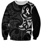 White Ribbon Day New Zealand Sweatshirt Aotearoa Maori Pattern