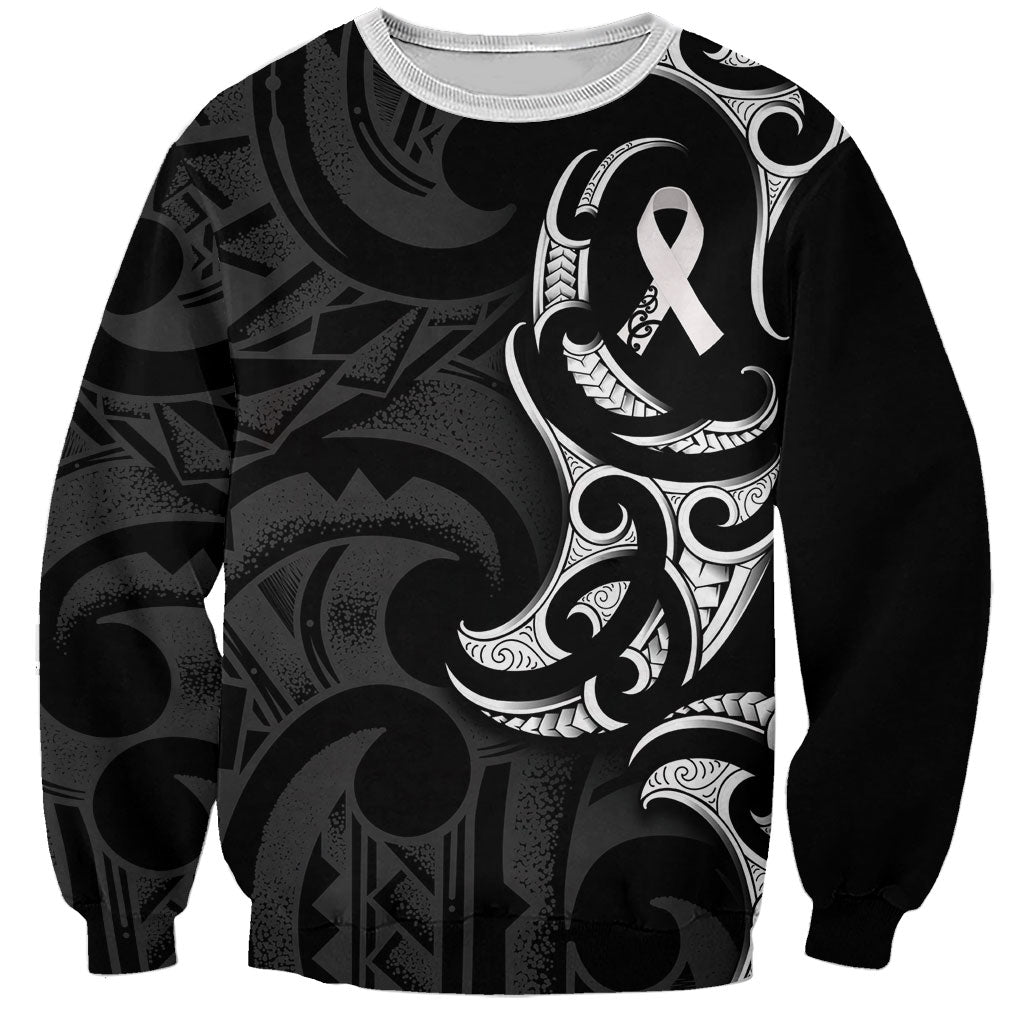 White Ribbon Day New Zealand Sweatshirt Aotearoa Maori Pattern