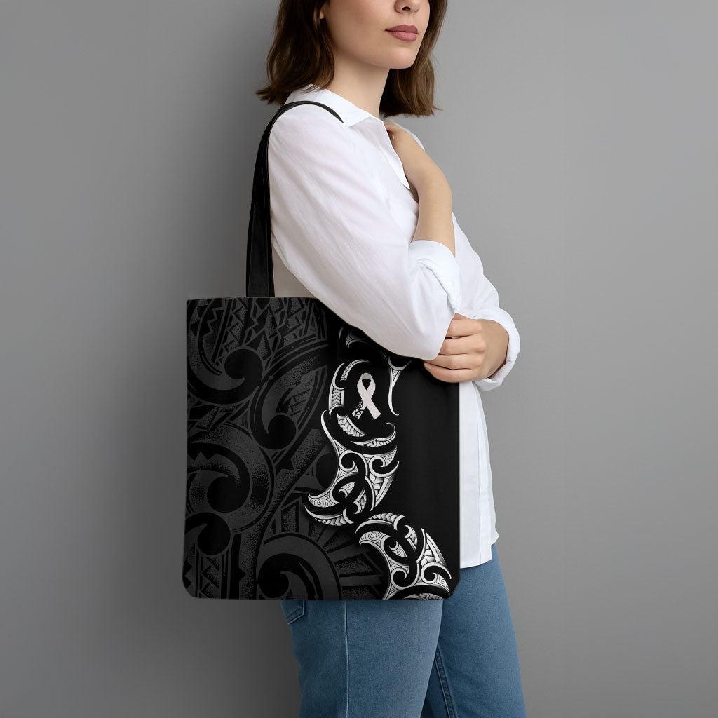 White Ribbon Day New Zealand Tote Bag Aotearoa Maori Pattern