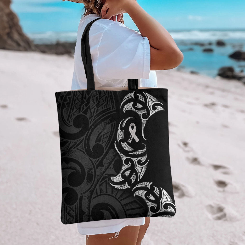 White Ribbon Day New Zealand Tote Bag Aotearoa Maori Pattern