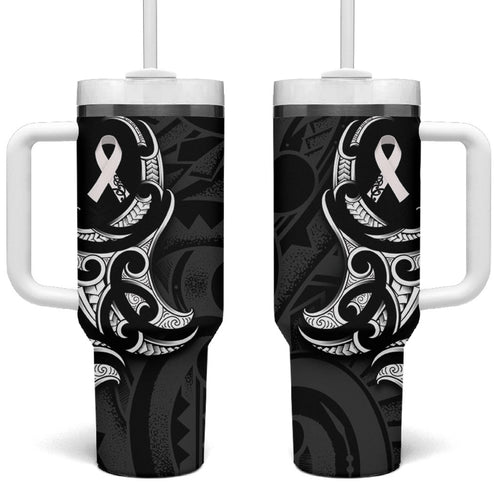 White Ribbon Day New Zealand Tumbler With Handle Aotearoa Maori Pattern