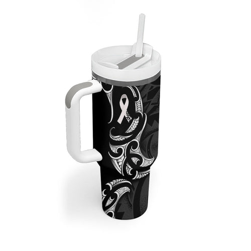 White Ribbon Day New Zealand Tumbler With Handle Aotearoa Maori Pattern