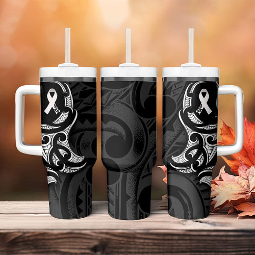 White Ribbon Day New Zealand Tumbler With Handle Aotearoa Maori Pattern