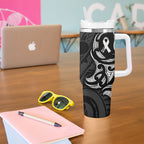 White Ribbon Day New Zealand Tumbler With Handle Aotearoa Maori Pattern
