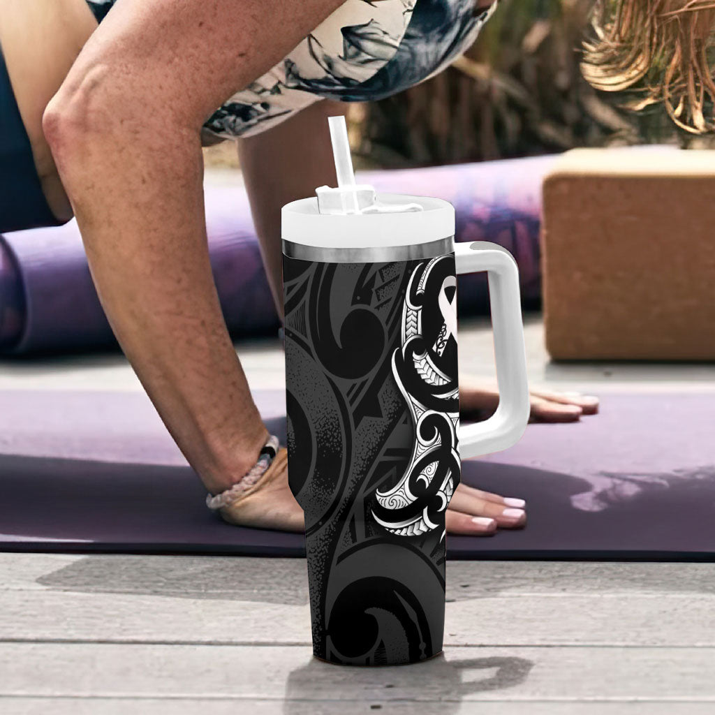 White Ribbon Day New Zealand Tumbler With Handle Aotearoa Maori Pattern