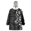 White Ribbon Day New Zealand Wearable Blanket Hoodie Aotearoa Maori Pattern