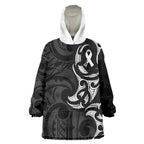 White Ribbon Day New Zealand Wearable Blanket Hoodie Aotearoa Maori Pattern