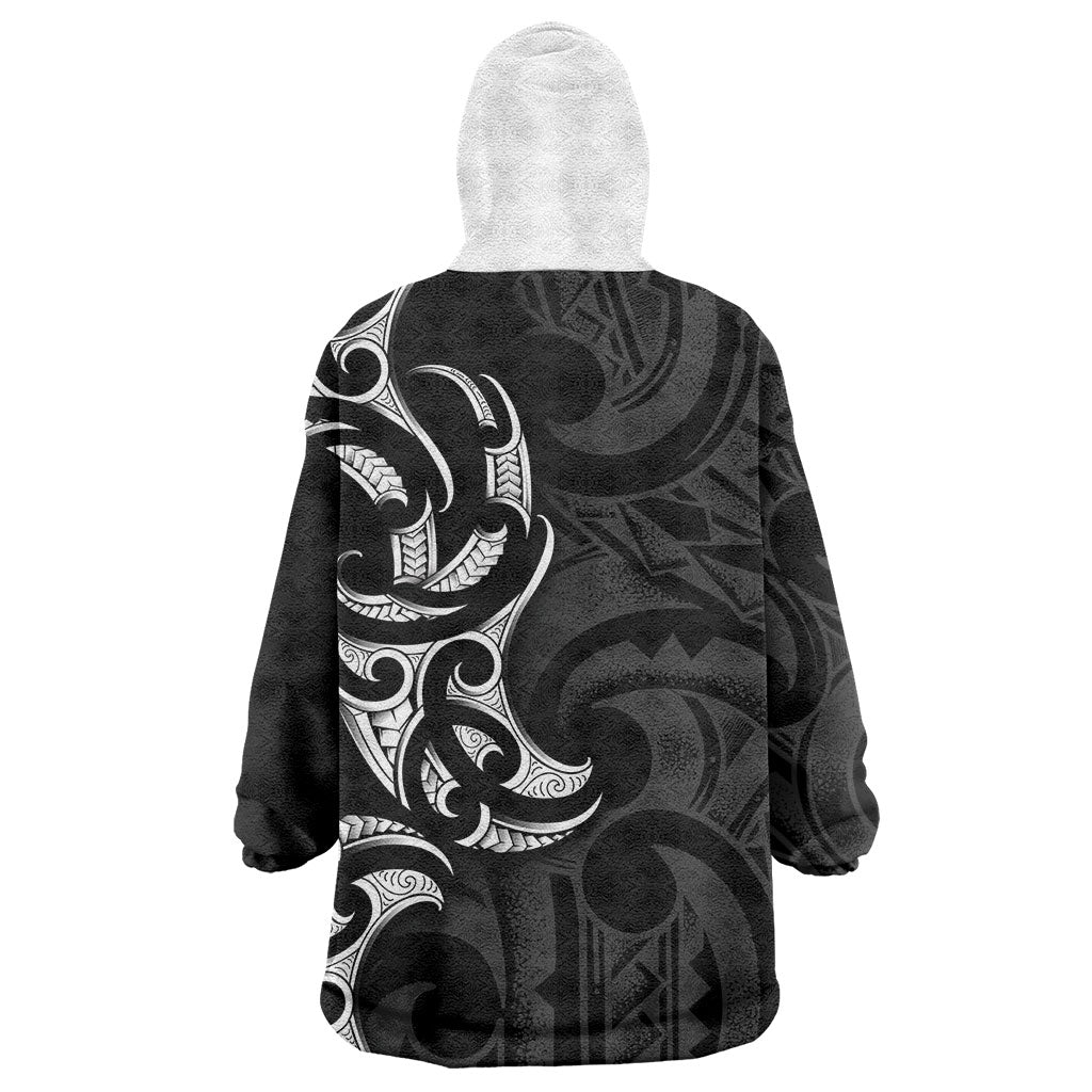 White Ribbon Day New Zealand Wearable Blanket Hoodie Aotearoa Maori Pattern