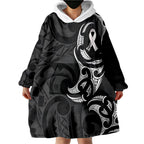 White Ribbon Day New Zealand Wearable Blanket Hoodie Aotearoa Maori Pattern