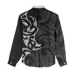 White Ribbon Day New Zealand Women Casual Shirt Aotearoa Maori Pattern