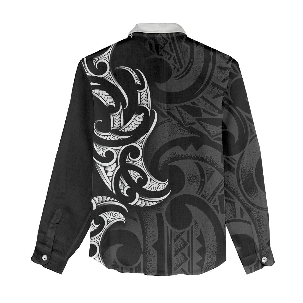 White Ribbon Day New Zealand Women Casual Shirt Aotearoa Maori Pattern