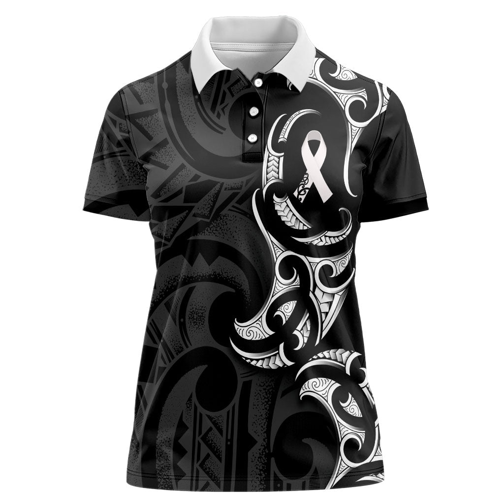 White Ribbon Day New Zealand Women Polo Shirt Aotearoa Maori Pattern