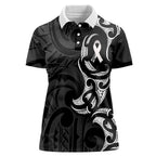 White Ribbon Day New Zealand Women Polo Shirt Aotearoa Maori Pattern