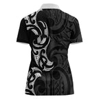 White Ribbon Day New Zealand Women Polo Shirt Aotearoa Maori Pattern