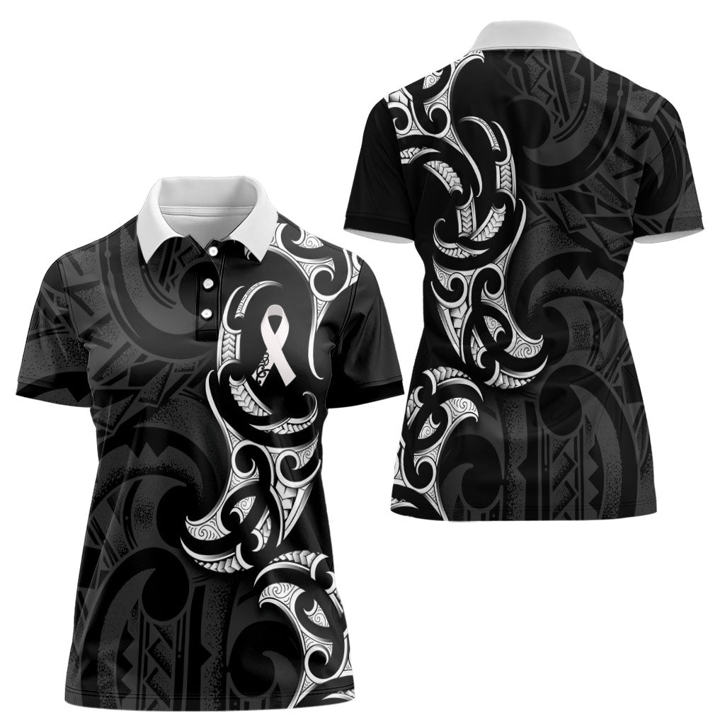 White Ribbon Day New Zealand Women Polo Shirt Aotearoa Maori Pattern