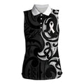 White Ribbon Day New Zealand Women Sleeveless Polo Shirt Aotearoa Maori Pattern