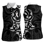 White Ribbon Day New Zealand Women Sleeveless Polo Shirt Aotearoa Maori Pattern