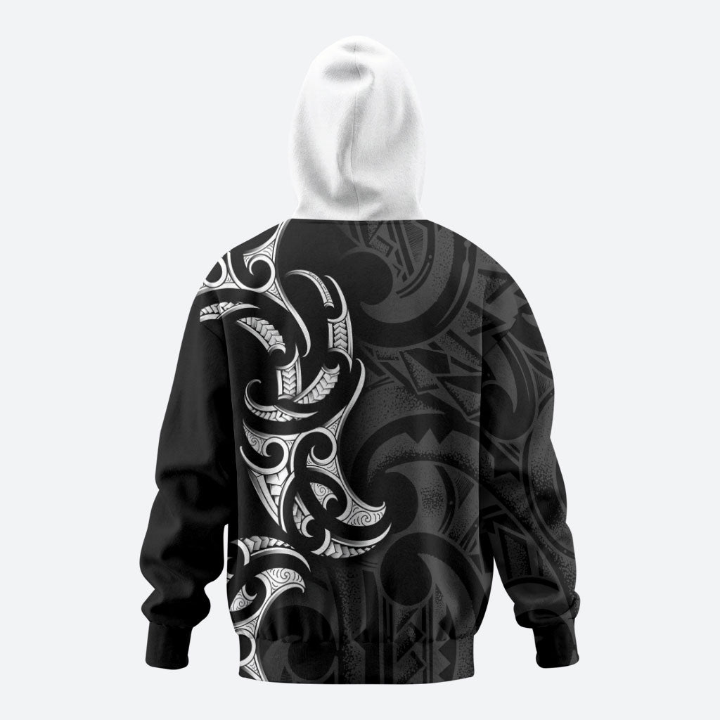 White Ribbon Day New Zealand Zip Hoodie Aotearoa Maori Pattern