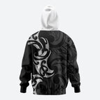 White Ribbon Day New Zealand Zip Hoodie Aotearoa Maori Pattern