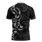 White Ribbon Day New Zealand Zipper Polo Shirt Aotearoa Maori Pattern