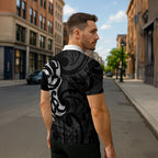 White Ribbon Day New Zealand Zipper Polo Shirt Aotearoa Maori Pattern