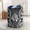 White Ribbon Day New Zealand Laundry Basket Respect Women Maori Pattern Black