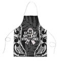 White Ribbon Day New Zealand Apron Respect Women Maori Pattern Black