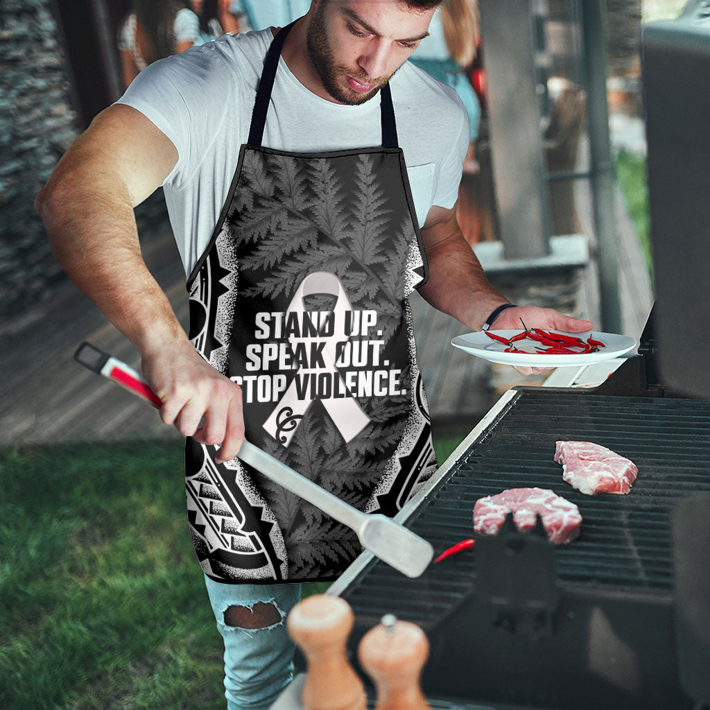 White Ribbon Day New Zealand Apron Respect Women Maori Pattern Black