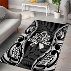 White Ribbon Day New Zealand Area Rug Respect Women Maori Pattern Black